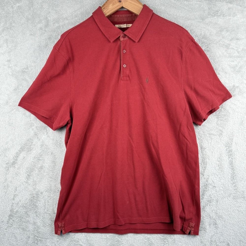 John Varvatos Polo Shirt Mens XL Maroon Preppy Light Cotton Peace‎ Sign Logo